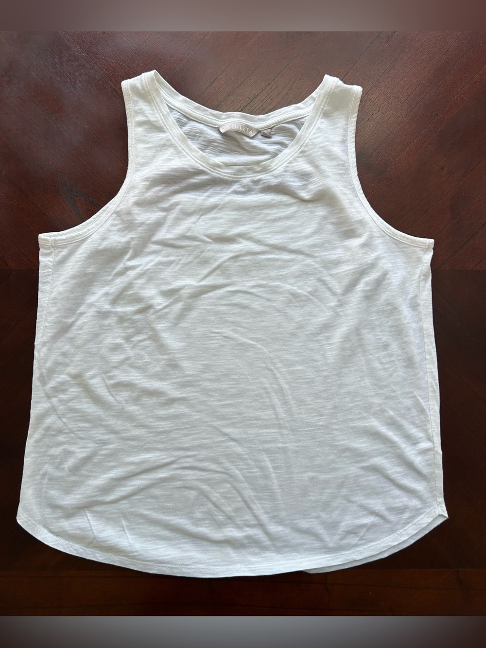 Athleta White Scoop Neck Tank Top size L